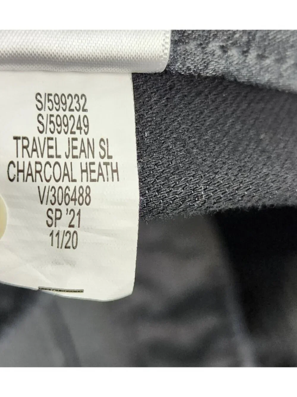 Banana Republic Jean Men 36x31 Charcoal Heather Gray Slim Travel Pant